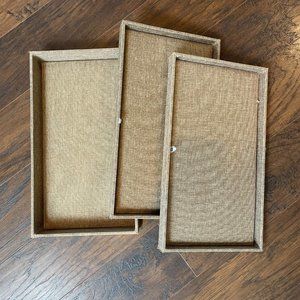 Burlap Jewelry Display Trays 1" and 2" deep set of 3